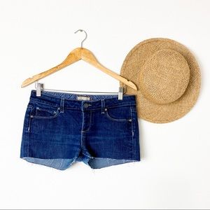 Paige Blue Denim Distressed Shorts